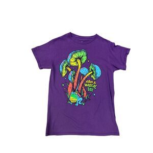 Magical Mushroom Neon/Purple Graphic T-Shirt Men’s Small